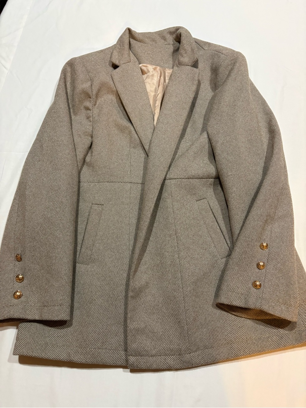 Women's Taupe Herringbone Tailored Blazer